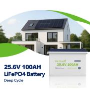25.6V 100Ah LiFePO4 Deep Cycle Battery – 2560Wh High‑Density BMS Protected Energy Storage for Solar Home RV Marine Off‑Grid and Telecom UPS